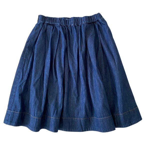 Pixie Chambray Skirt - Voyageur by MERSEA Indigo Denim Midi...